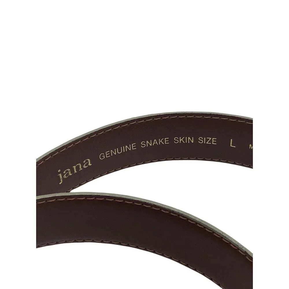 Vtg Jana Genuine Brown Snake Skin‎ Belt Size L Brass Buckle Brown Waist 29”-33”
